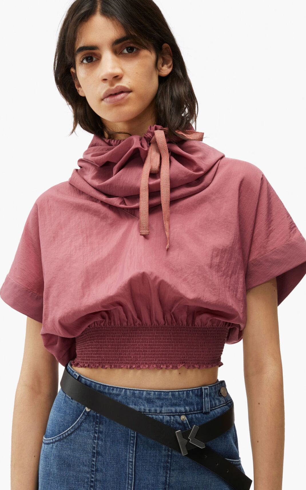 Kenzo Hooded crop top T Shirt Dam | 35187-MQYA